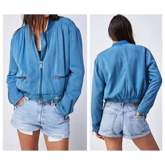 FREE PEOPLE Knock Out Siren Bomber Jacket Size Small - Picture 1 of 8